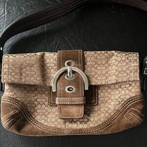 Coach Tan and Brown Shoulder Bag